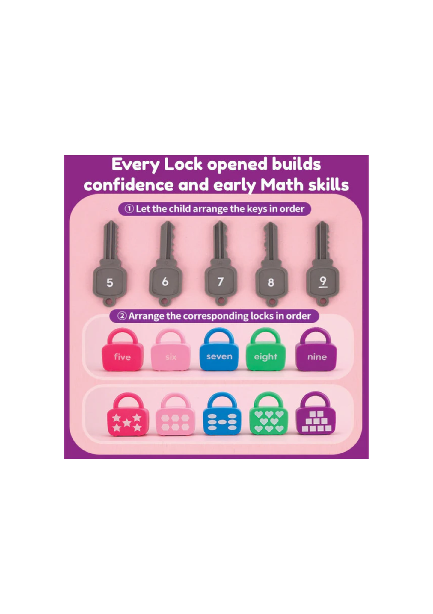 Open Ended Montessori Number Lock & Key Toy 20 pcs