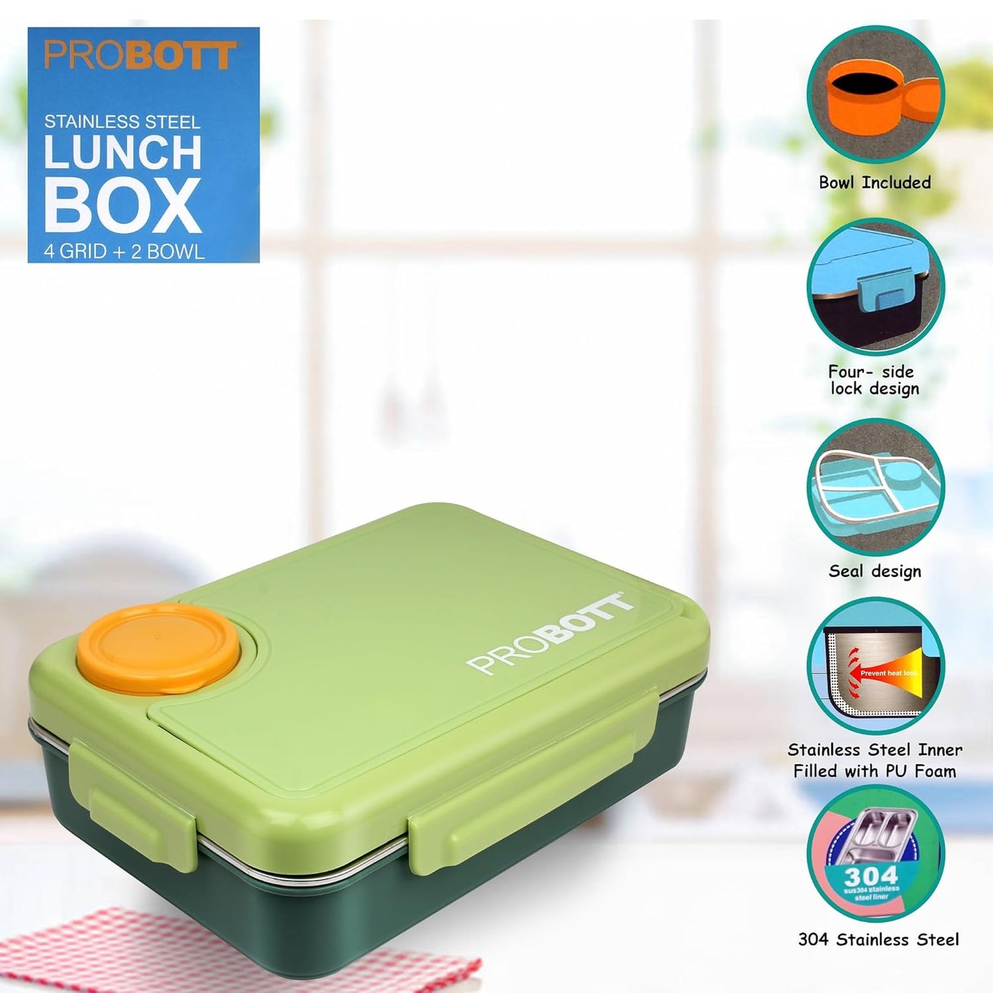 Probott Fun Time 900 Ml Stainless Steel Lunch Box