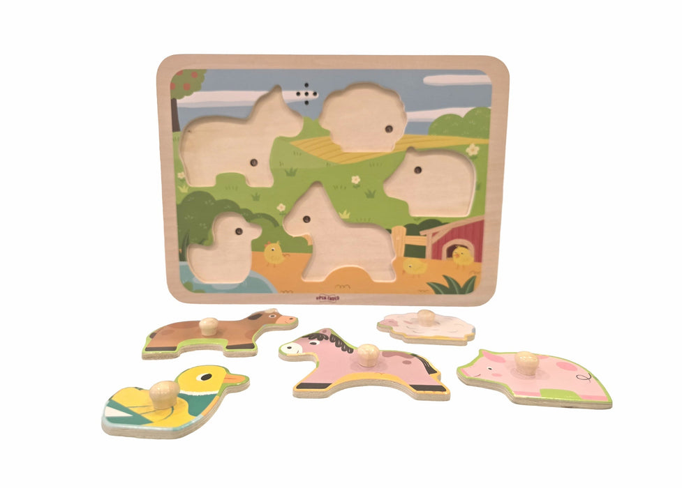 Toycra Open Ended Wooden Sound Puzzle - Farm