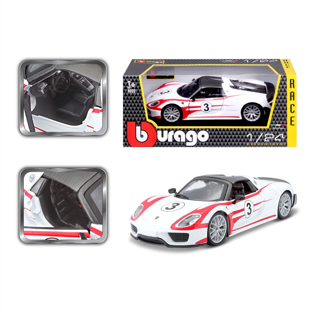 Bburago 1/24 Scale Porsche 918 Weissach Diecast Car