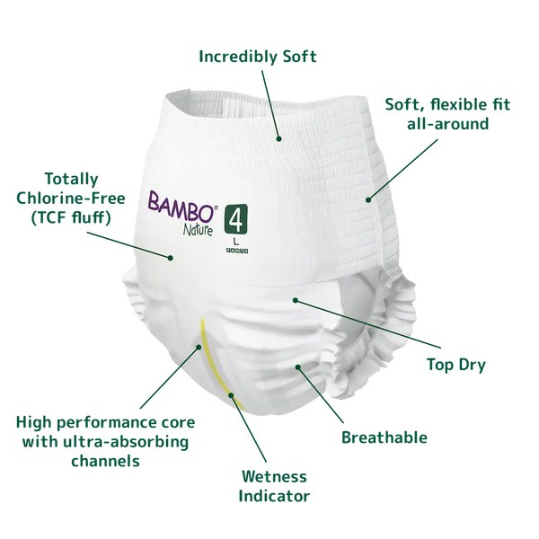 Bambo Nature Premium Baby Pants Diapers for Baby Large Size (7-12 Kgs)