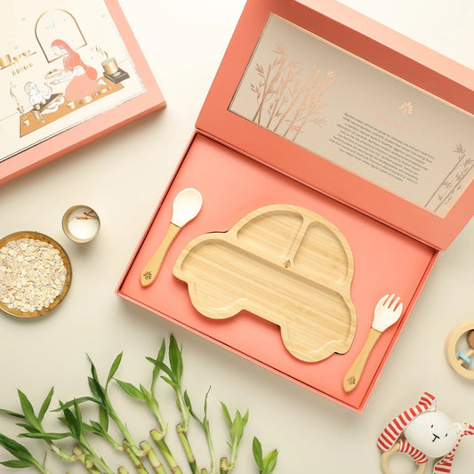 Baby Forest Laad Dulaar Bamboo Feeding Plate -Car Shape