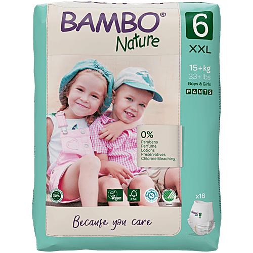 Bambo Nature Premium Baby Pants Diapers for Kids XXL Size (15+ Kgs)-18 Count