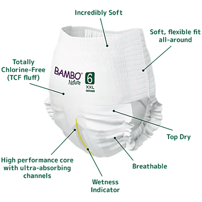 Bambo Nature Premium Baby Pants Diapers for Kids XXL Size (15+ Kgs)-18 Count