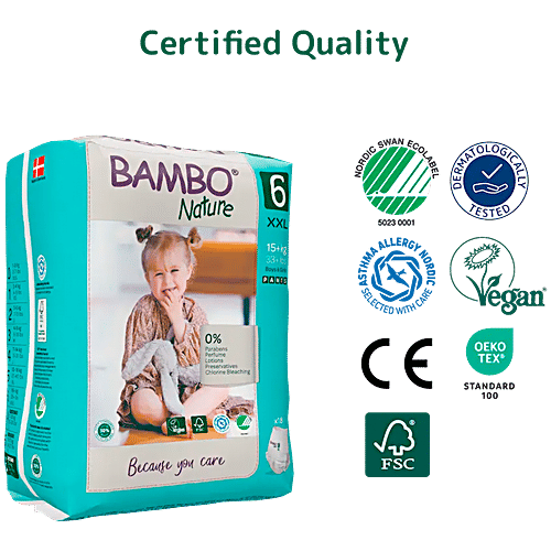 Bambo Nature Premium Baby Pants Diapers for Kids XXL Size (15+ Kgs)-18 Count