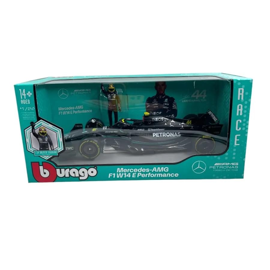 Bburago 1/24 Mercedes-AMG F1 W14 E Performance #44 Lewis Hamilton Formula 1 with Pilot Figure