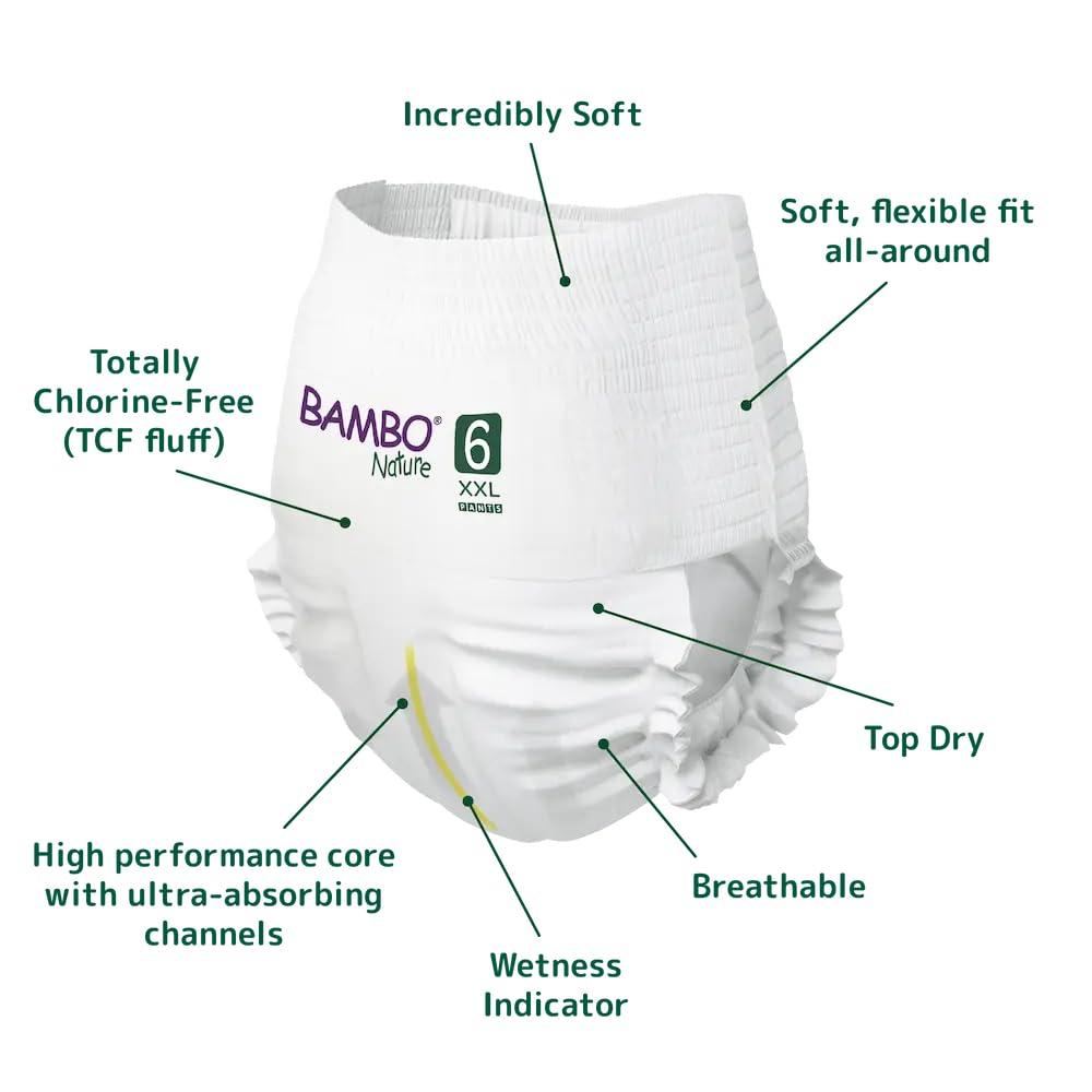Bambo Nature Premium Baby Pants Diapers for Kids XXL Size (15+ Kgs)-38 Count