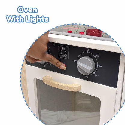 Open Ended Modern Kitchen Set with Lights & Sound -12 Accessories included