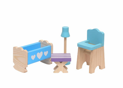 Open Ended Wooden Doll House - Grand Mansion 28 pcs furniture included