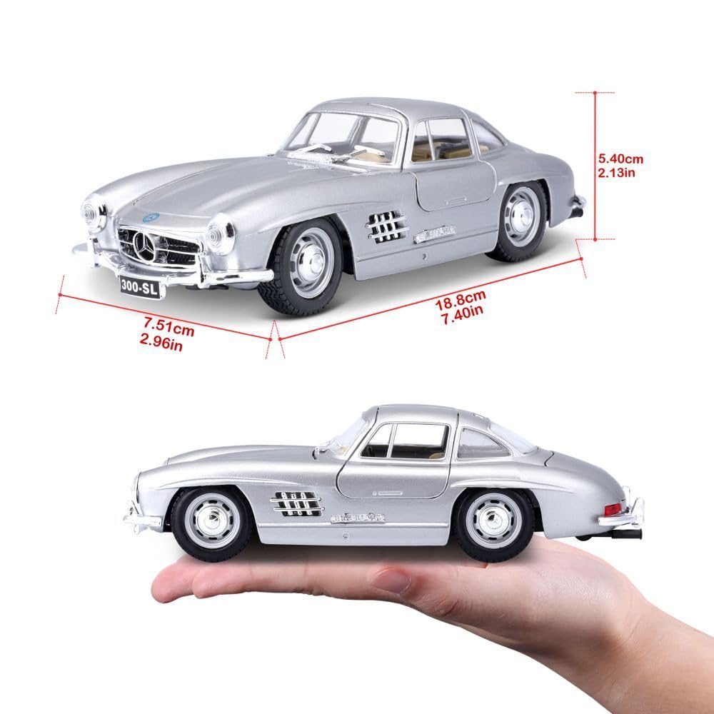 Bburago 1/24 Scale Mercedes-Benz 300 SL 1954 Diecast Car Model  Silver