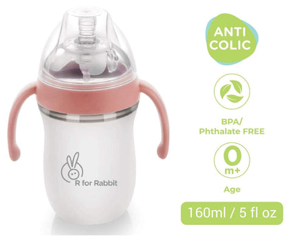 R for Rabbit First Feed Baby Silicon Feeding Bottle 160ml