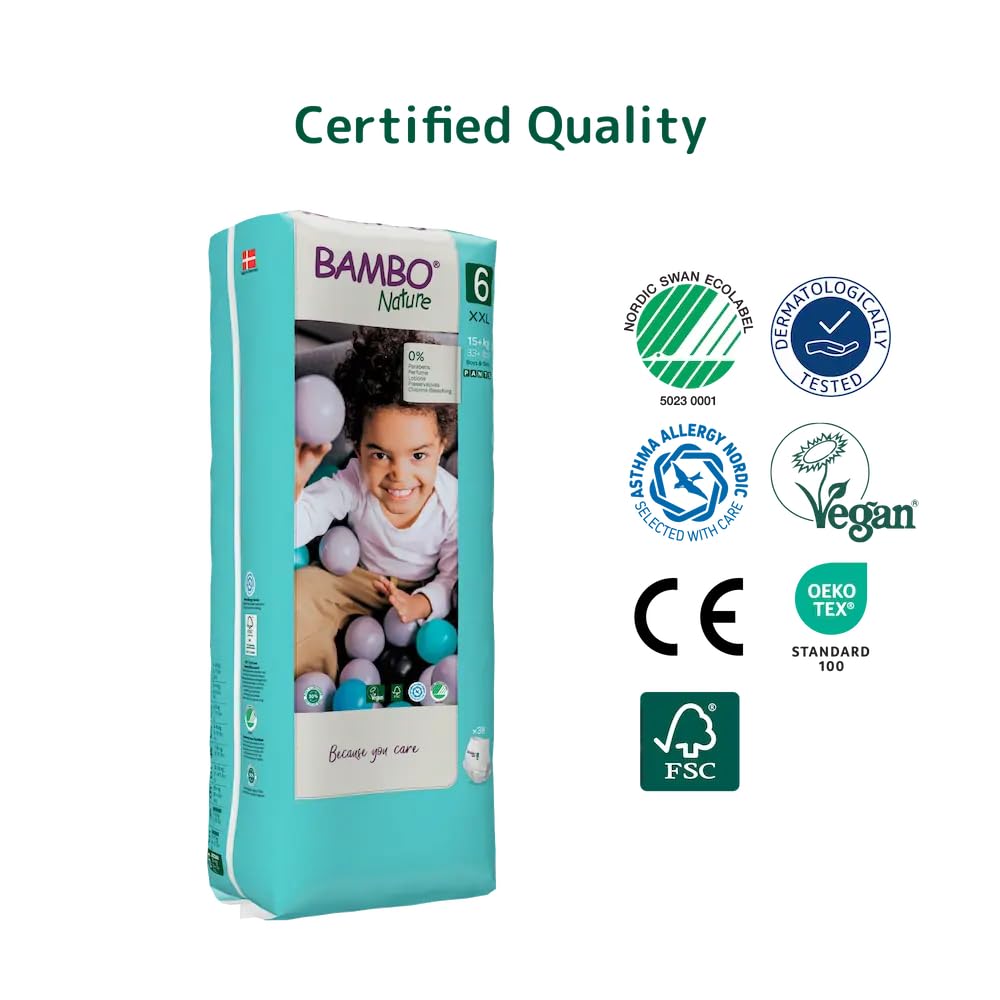Bambo Nature Premium Baby Pants Diapers for Kids XXL Size (15+ Kgs)-38 Count