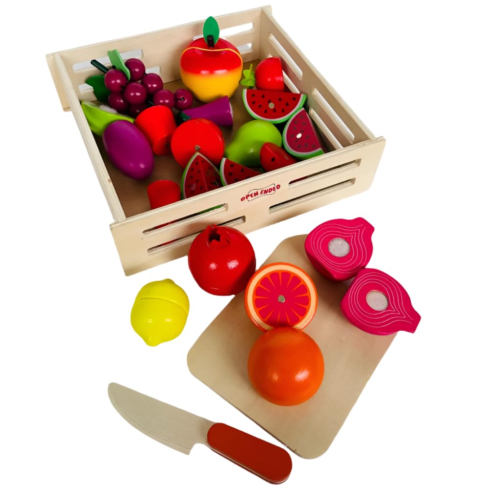 Open Ended Wooden Cutting Set - Fruits & Veggies