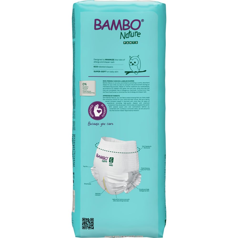 Bambo Nature Premium Baby Pants Diapers for Kids XXL Size (15+ Kgs)-38 Count