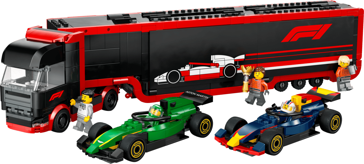 LEGO City F1 Truck with RB20 & AMR24 F1 Cars