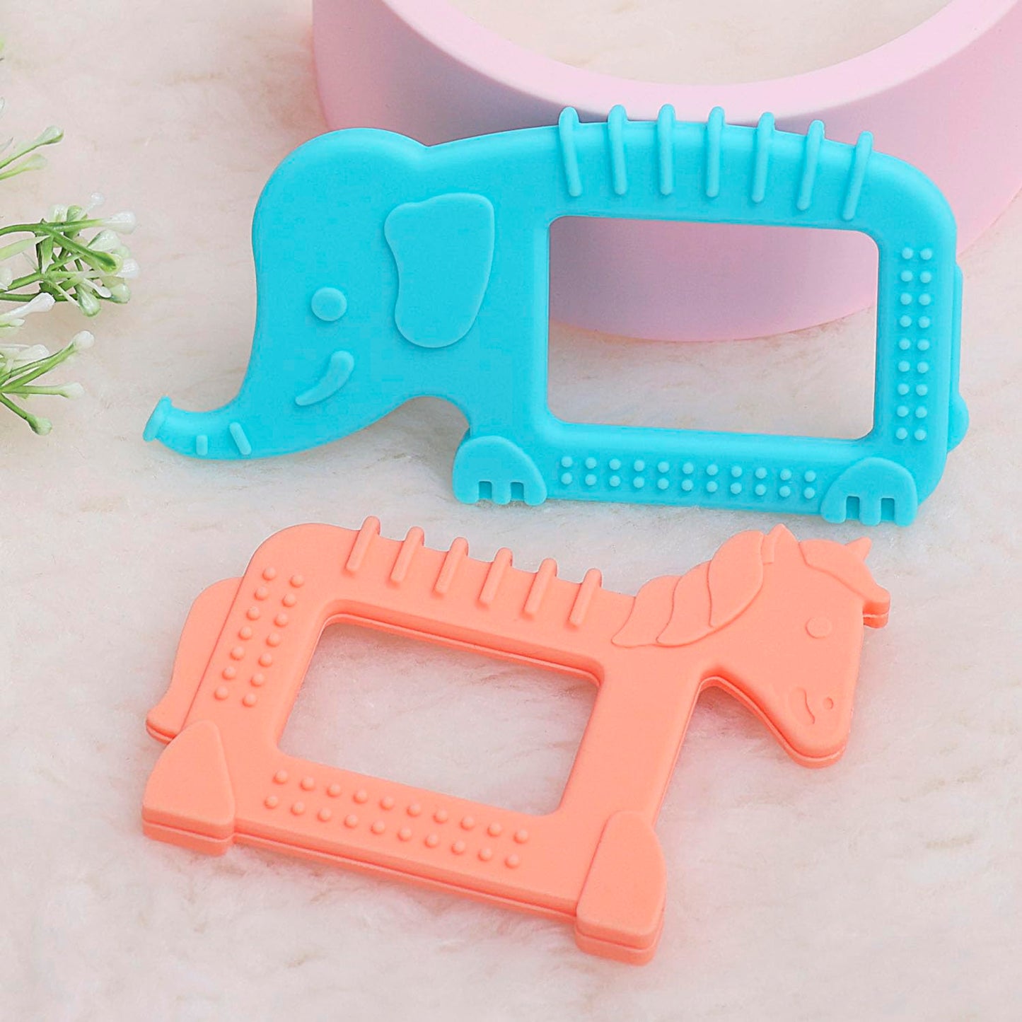 R for Rabbit Tiny Bites Safari - Elephant Blue + Horse Orange