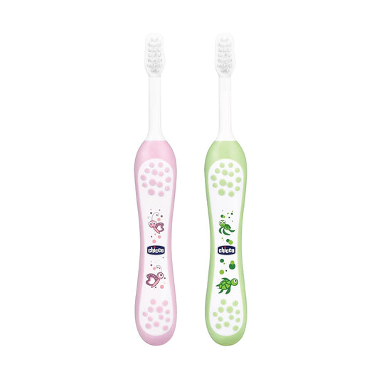 Chicco Toothbrush Set Pink+Green 6M-36M