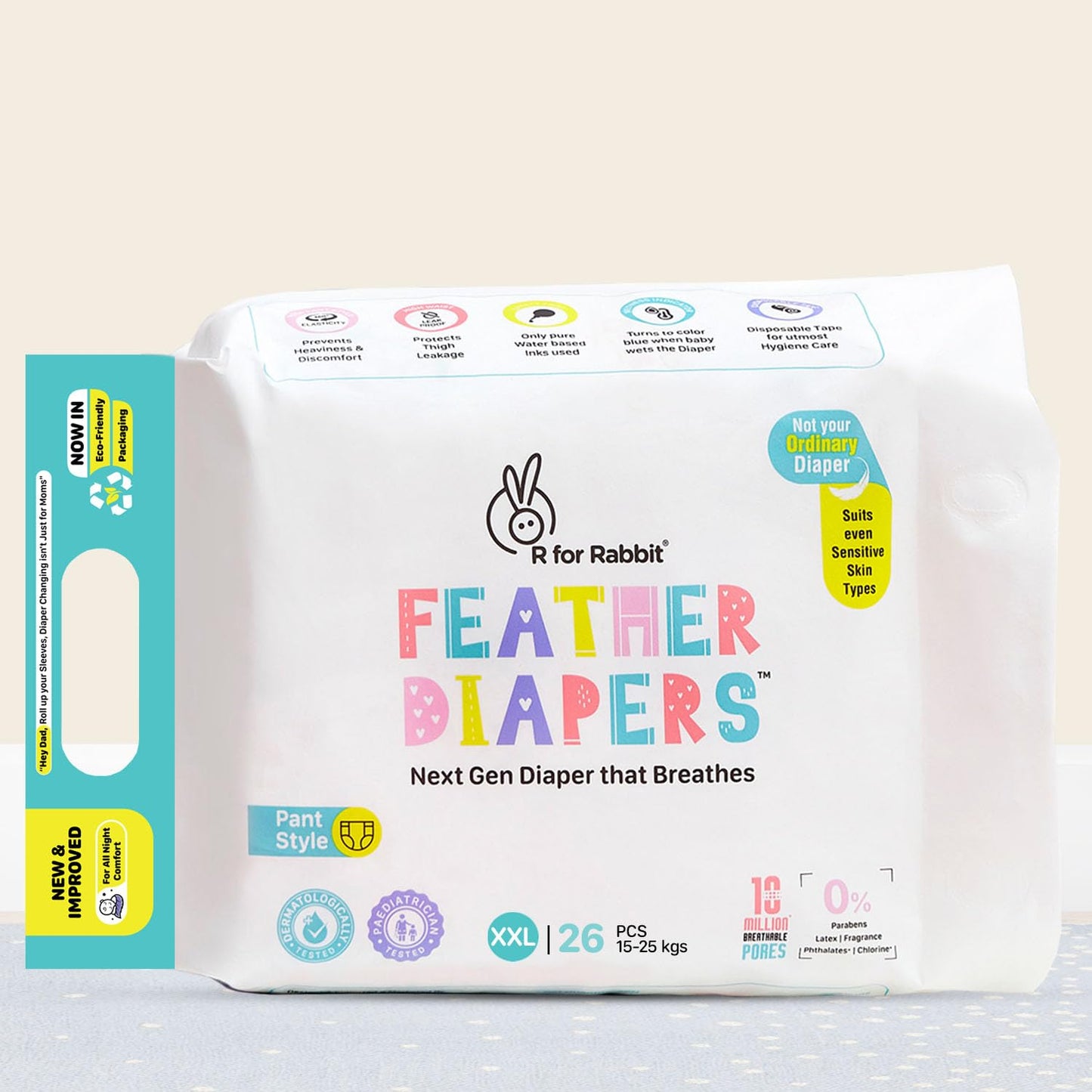 R for Rabbit Feather Diapers XXL