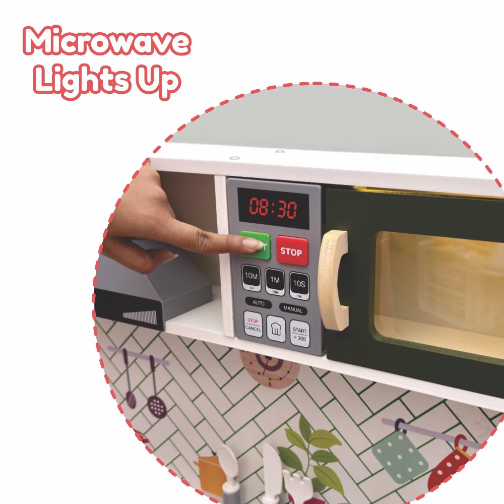 Open Ended Modern Kitchen Set with Lights & Sound -12 Accessories included