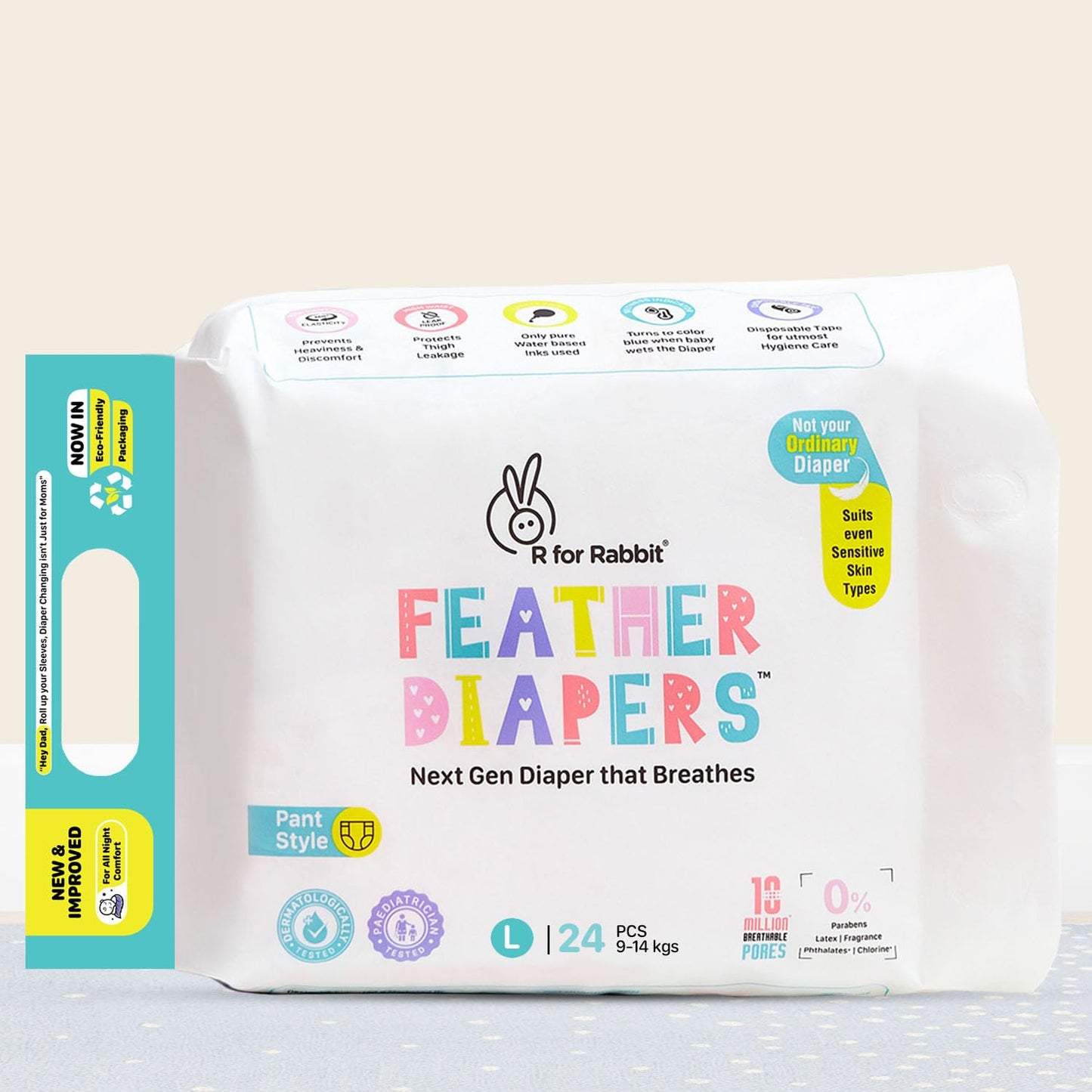 R for Rabbit Feather Diapers L