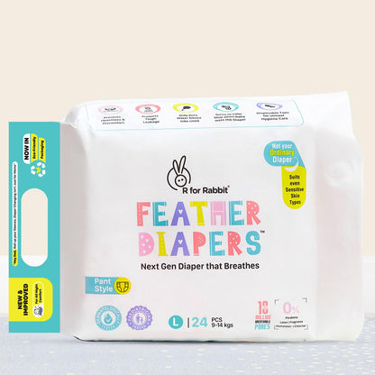 R for Rabbit Feather Diapers L