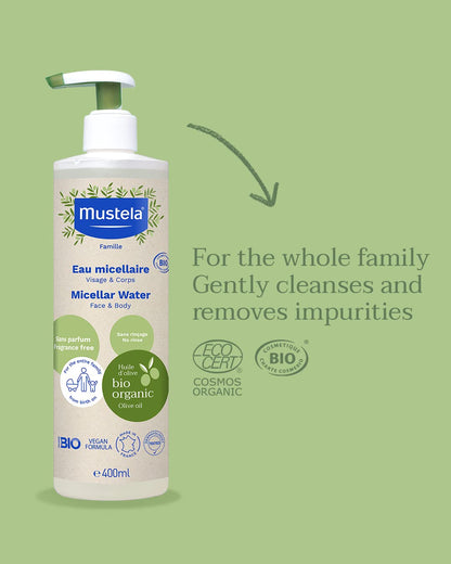 Mustela Organic Micellar Cleansing Water Face & Body 400ml