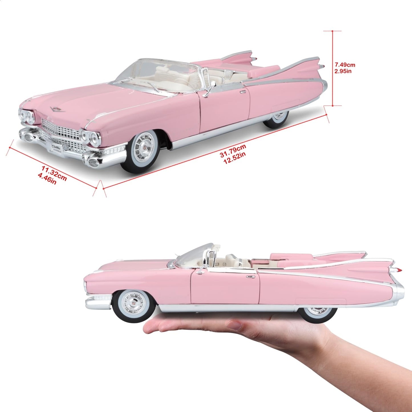 Maisto 1959 Cadillac Eldorado Biarritz Convertible, Pink Premiere 36813 1/18 Scale Diecast