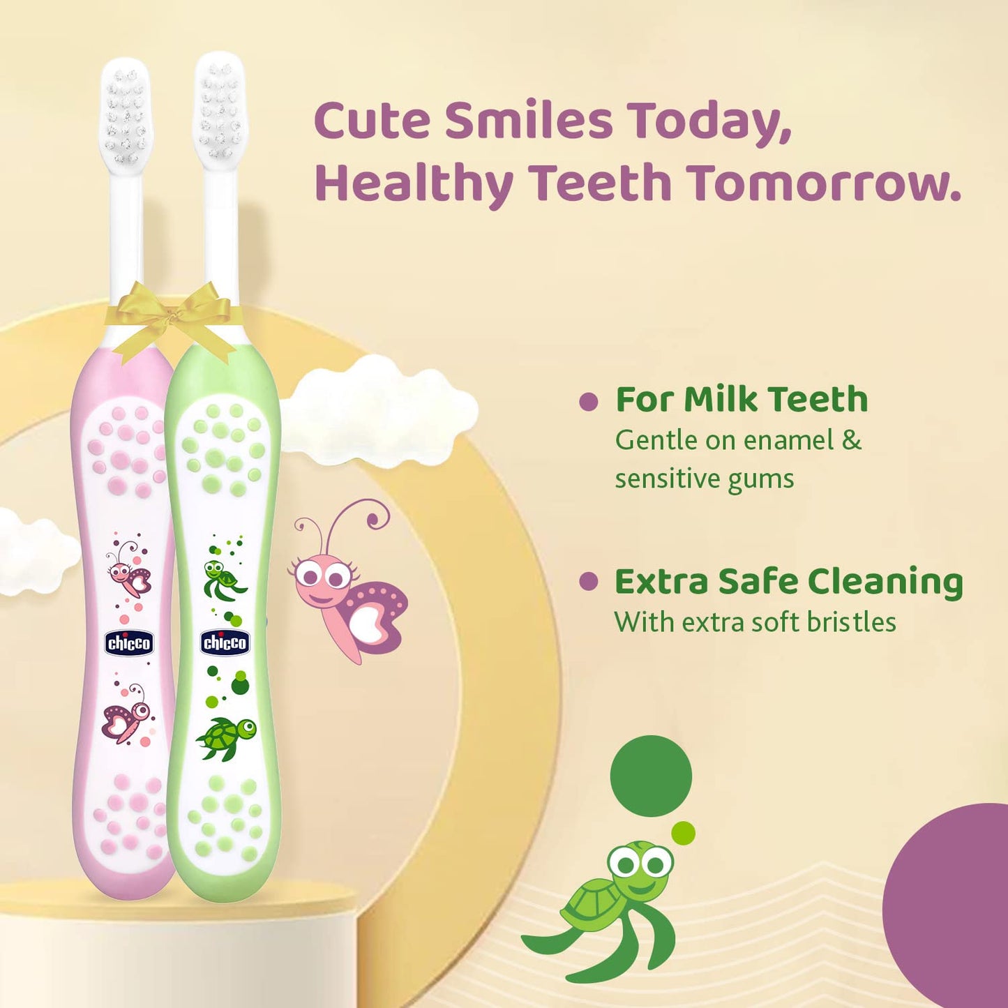 Chicco Toothbrush Set Pink+Green 6M-36M