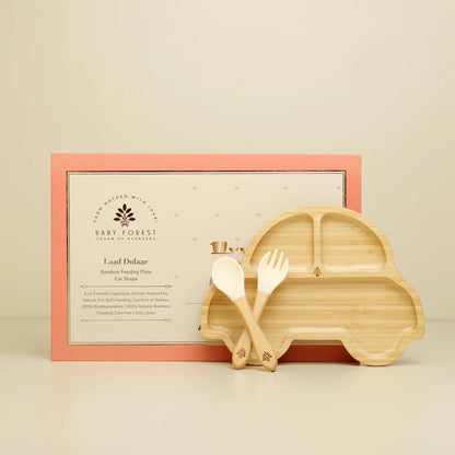 Baby Forest Laad Dulaar Bamboo Feeding Plate - Car Shape