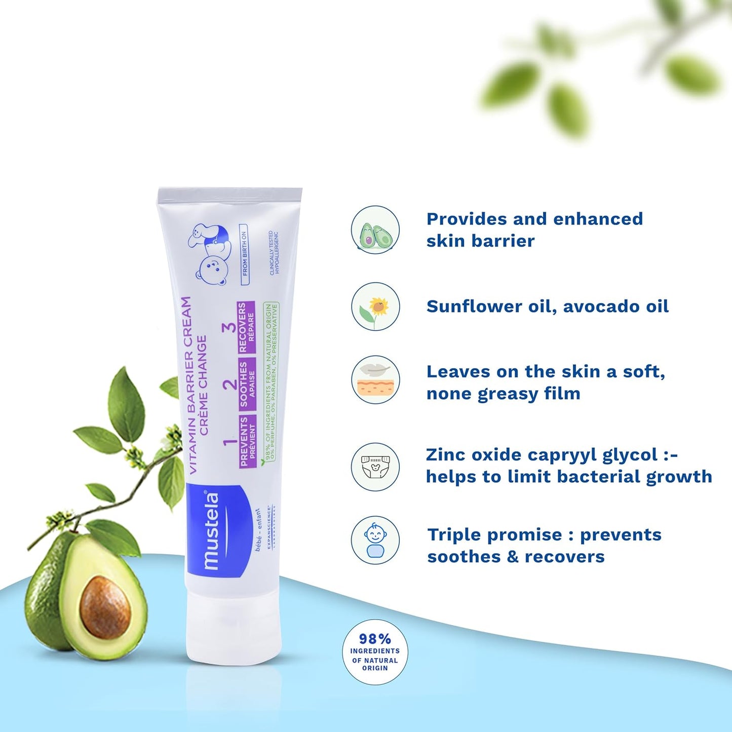 Mustela Baby 123 Vitamin Barrier Cream 50ml