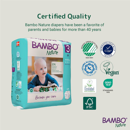 Bambo Nature Premium Baby Tape Diapers for Baby Medium Size (4-8 Kgs)-28 Count