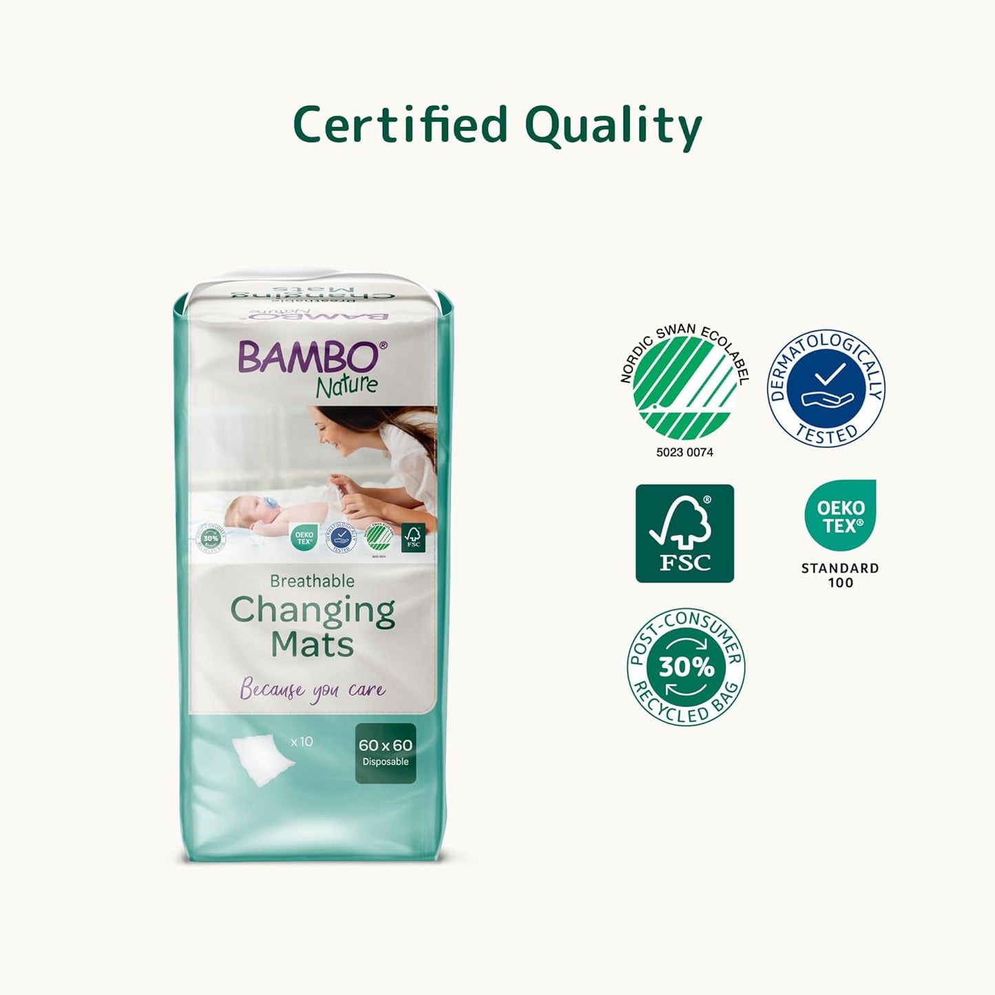 Bambo Nature Eco-Friendly and Soft Disposable Diaper Changing Mats
