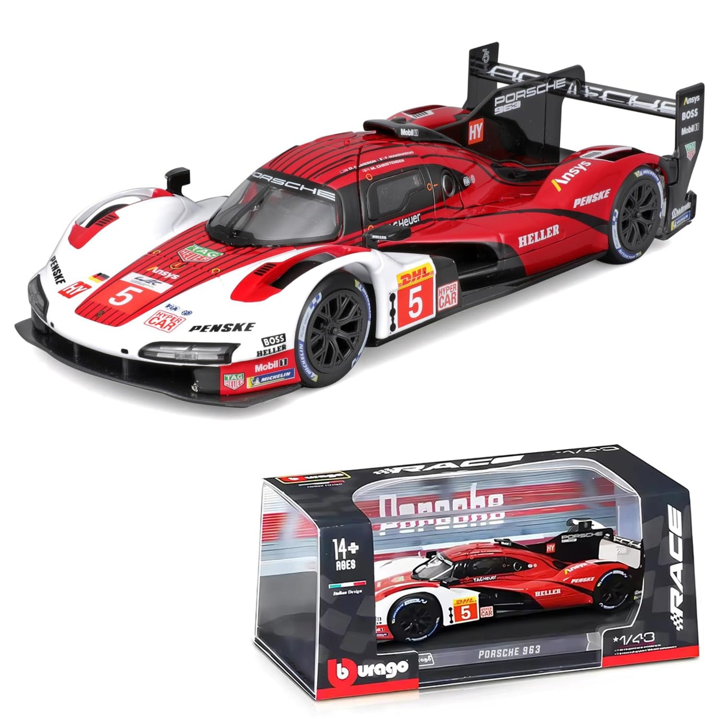 Bburago 1/43 - Porsche 963 2024 Racing Collection Champion Le Mans 24h of Daytona