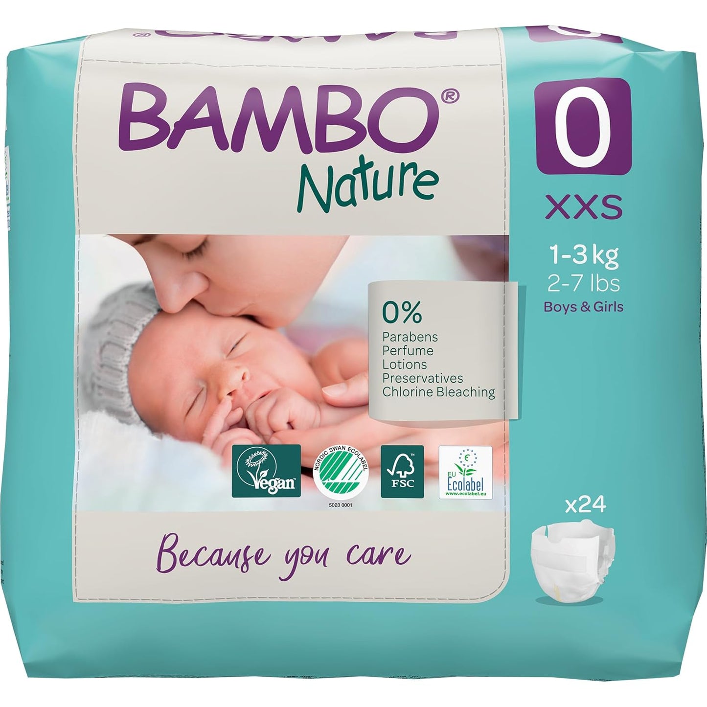 Bambo Nature Premium Baby Tape Diapers for Premature Baby XXS Size (1-3 Kgs)