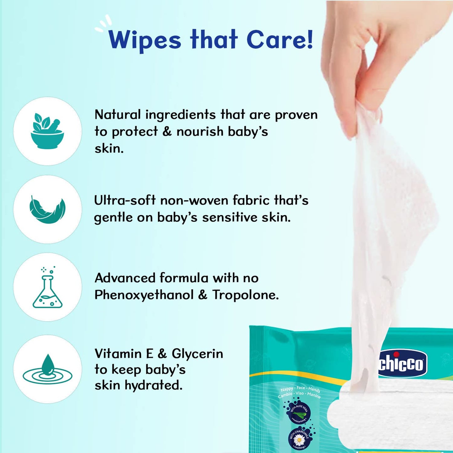 Chicco Wet Wipes 216Pcs(72Pcs X 3 Packs)
