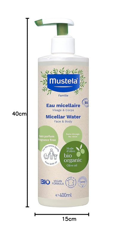 Mustela Organic Micellar Cleansing Water Face & Body 400ml