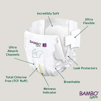 Bambo Nature Premium Baby Tape Diapers for Baby Medium Size (4-8 Kgs)-28 Count