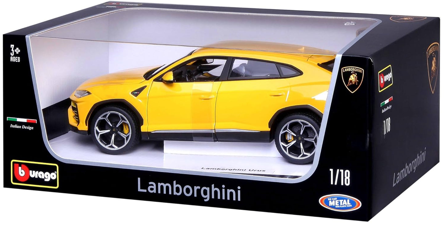 Bburago 1/18 Scale Lamborghini Urus Diecast Model for Collectors Yellow