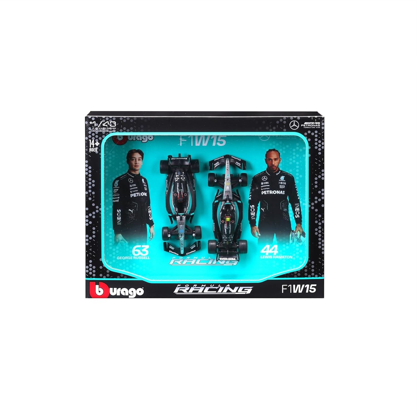 Bburago 2024 Mercedes-AMG F1 Racing Team W15 Set of 2 Cars