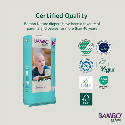 Bambo Nature Premium Baby Tape Diapers for Baby Medium Size (4-8 Kgs)-52 Count