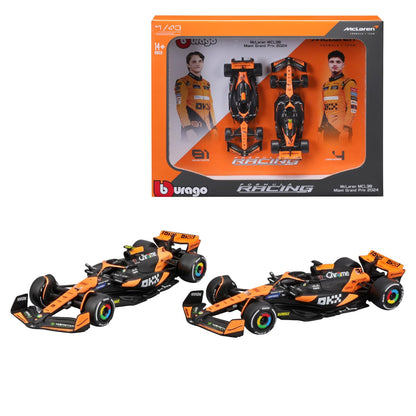 Bburago 2024 McLaren Miami Racing Team twin cars by Lando Norris and Oscar piastri 1/43