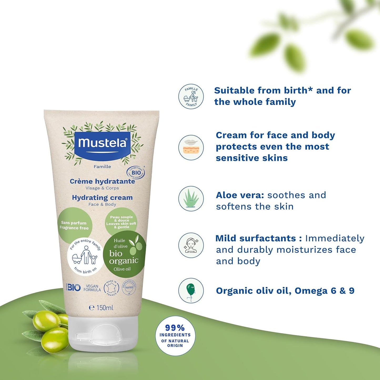 Mustela Organic Moisturizing Cream - 150ml