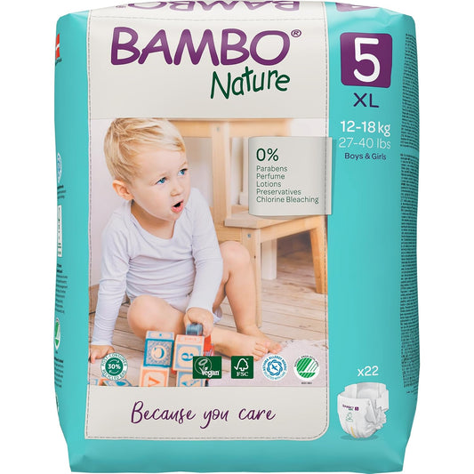 Bambo Nature Premium Baby Tape Diapers for Baby XL Size (12-18 Kgs)-22 Count