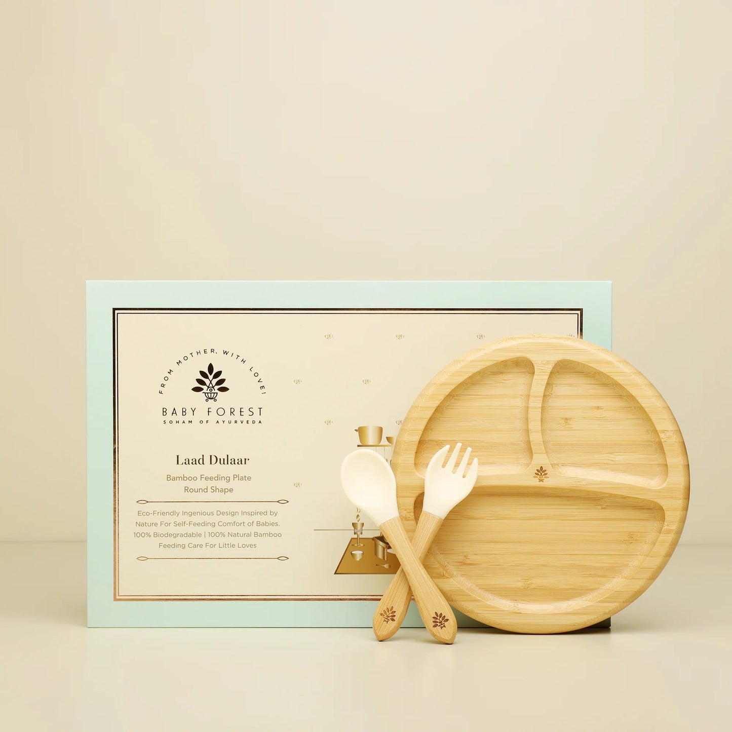 Baby Forest Laad Dulaar Bamboo Feeding Plate - Round Shape