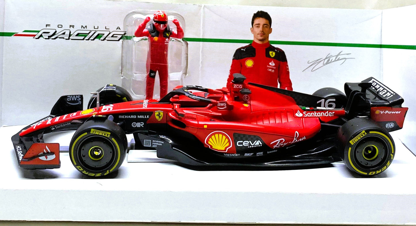 Bburago - 1/24 2023 Ferrari SF-23 Charles Leclerc Formula 1 Model with Pilot Figure