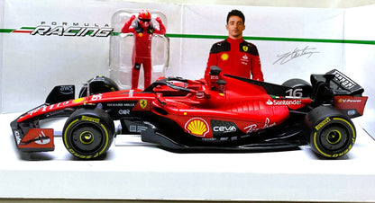 Bburago - 1/24 2023 Ferrari SF-23 Charles Leclerc Formula 1 Model with Pilot Figure