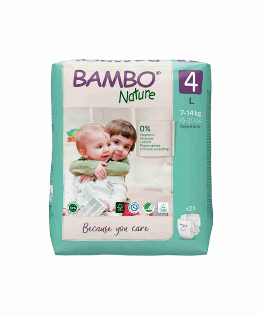 Bambo Nature Premium Baby Tape Diapers for Baby Large,24 Count