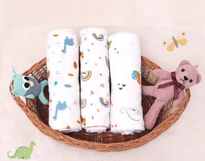 R for Rabbit Cuddlez 100% Muslin Baby Swaddle for Newborns (Pack of 3)