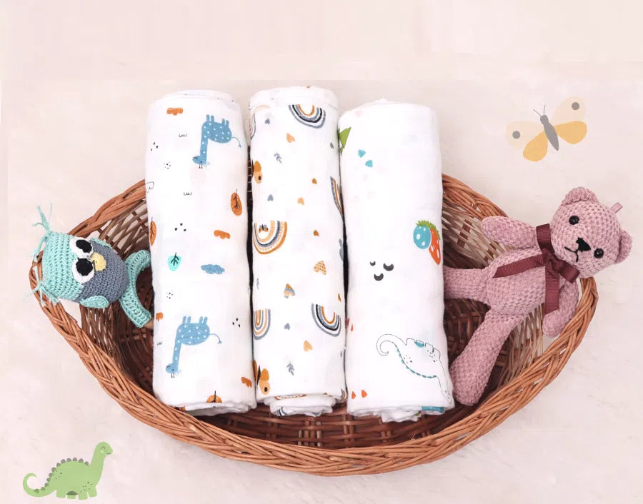 R for Rabbit Cuddlez 100% Muslin Baby Swaddle for Newborns (Pack of 3)