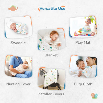 R for Rabbit Cuddlez 100% Muslin Baby Swaddle for Newborns (Pack of 3)